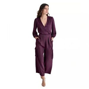 DKNY Women's Surplice-Neck Long-Sleeve Utility Jumpsuit New